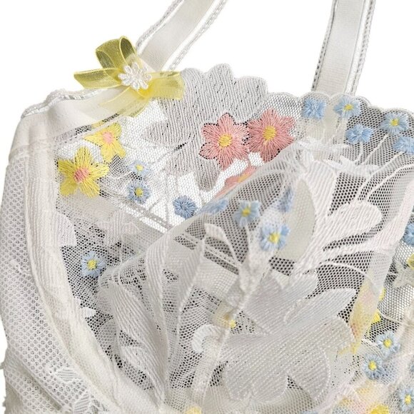 LOUNGE Fleur Balcony Bra, Underwire, Sheer, Embroidered, Floral, Size 32DDD, NWT - Picture 5 of 5